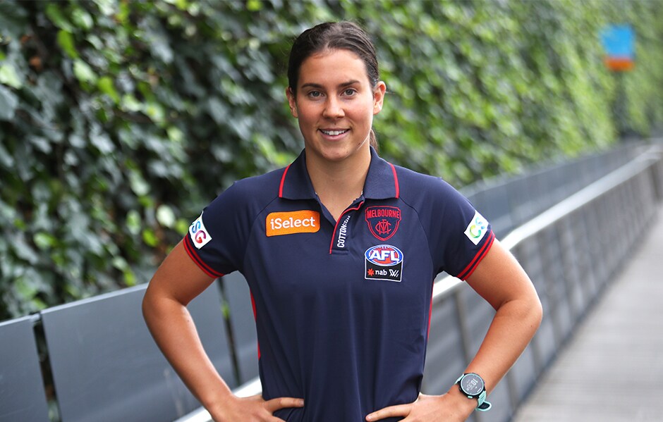 190426_Birch_940.jpg Birch at Melbourne HQ today following her trade (Photo: Ben Gibson) - AFLW